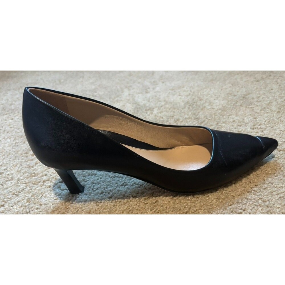 M.M.LaFleur Leather Kitten Heel Pumps Black Pointed Toe Women's US 8.5 - Picture 4 of 8